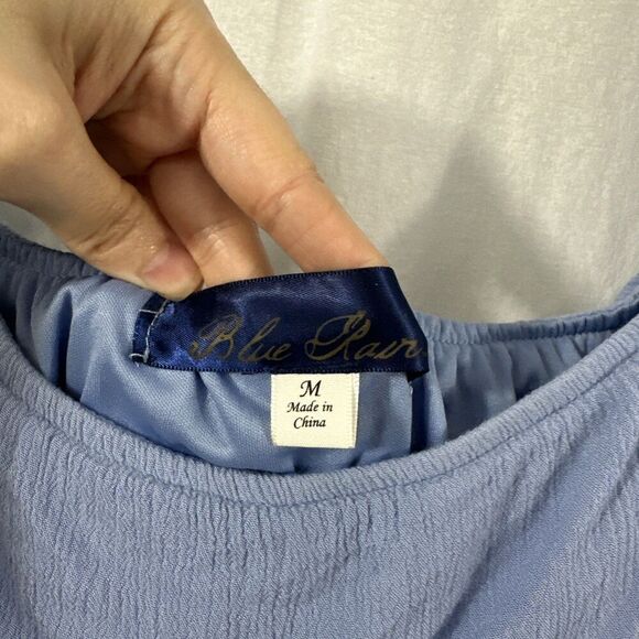 Francescas Blue Rain Blue Embroidered Off Shoulder Romper Womens Size M Boho - Picture 3 of 11